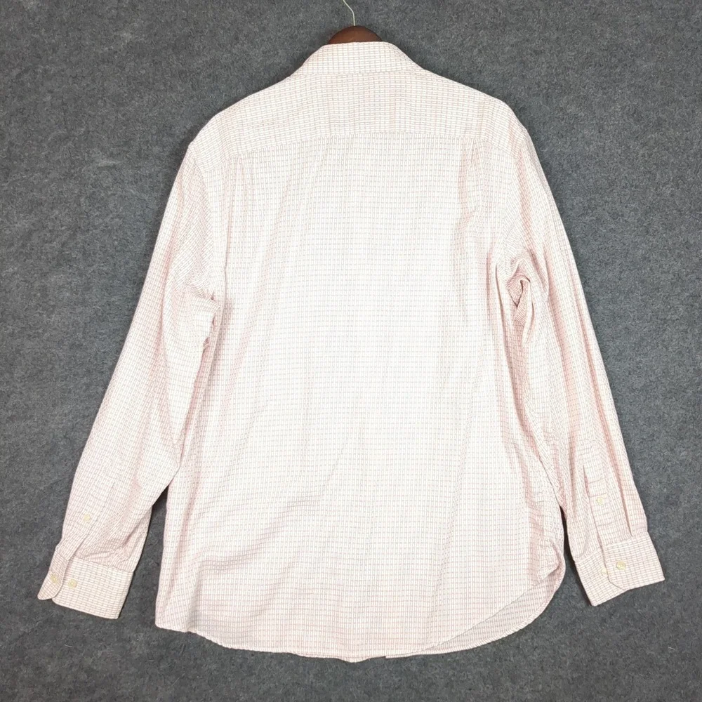 Banana Republic Mens XL Long Sleeve Button Front Micro Check Shirt White Red‎